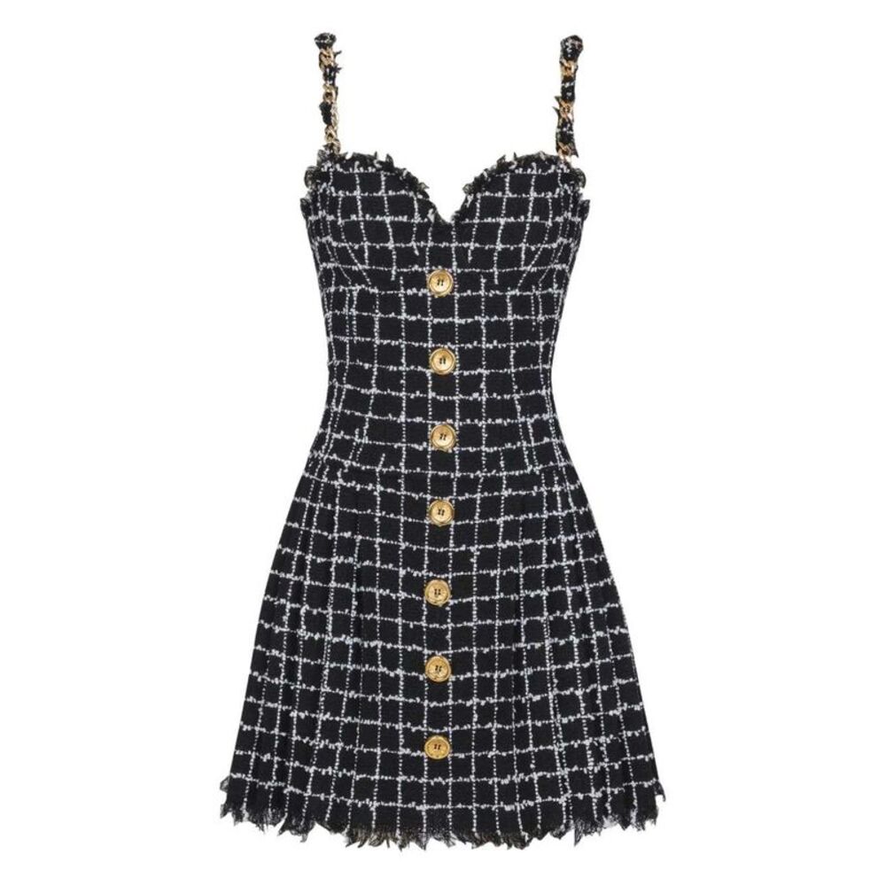 Balmain Women Tweed Dress With Chain